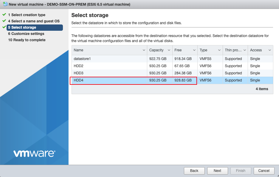 Select Storage for On-Prem Deployment