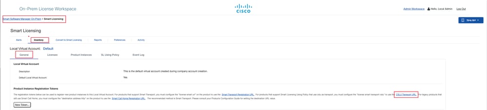 Retrieve the Transport URL from Smart Software Manager OnPrem