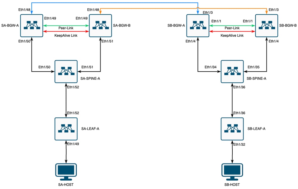 VXLAN MultiSite with CloudSec in square topology