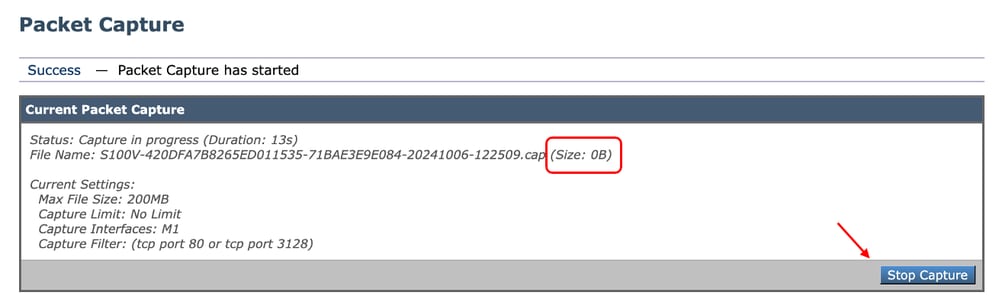 Packet Capture Status