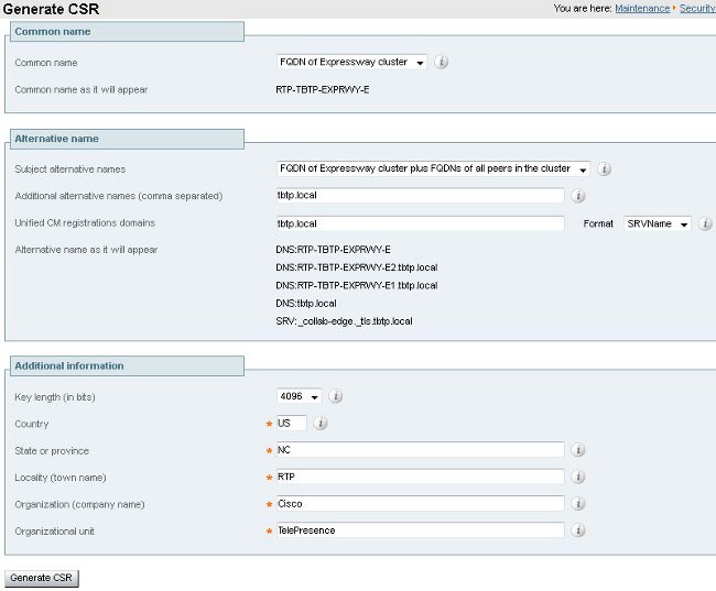 csr generate key 2 Cisco Collaboration  Endpoints based Configuration Example  Edge TC