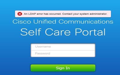 自助服務門戶登入時發生LDAP錯誤