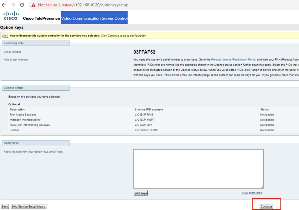 Option Keys Page