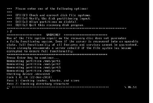 Comienza la comprobación del sistema de archivos