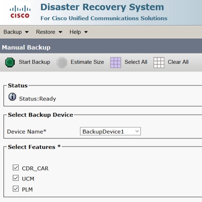 Configure Backup and Restore from GUI - Manual backup