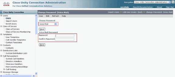 Change PIN from Cisco Unity Connection Administration Page - Cisco