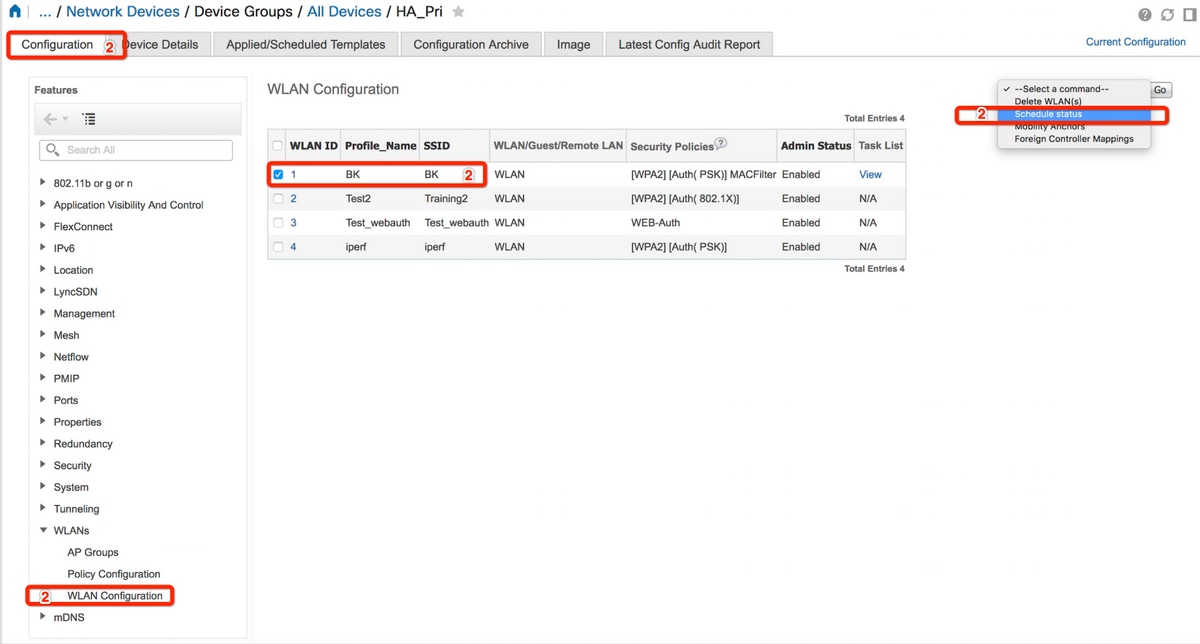 日程表在cisco Wlcs的ssid可用性 Cisco