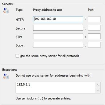 Configurar a conexão do Servidor Proxy