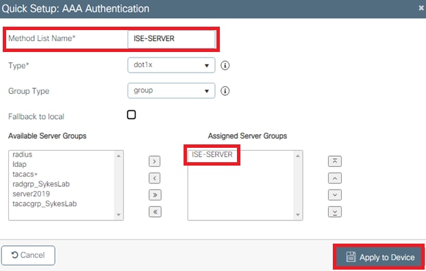 Create an Authentication Method List