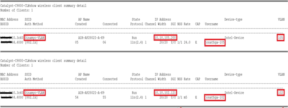 從CLI驗證已將您的客戶端分配到正確的VLAN