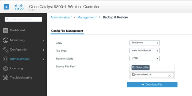 Caricamento bundle Webauth