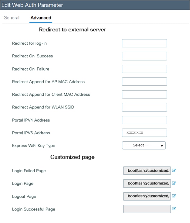 Webauth parameter map configuration