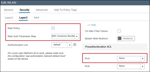 WLAN Layer3 Security settings