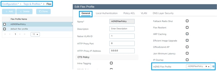 Attribuer le profil flexible mDNS