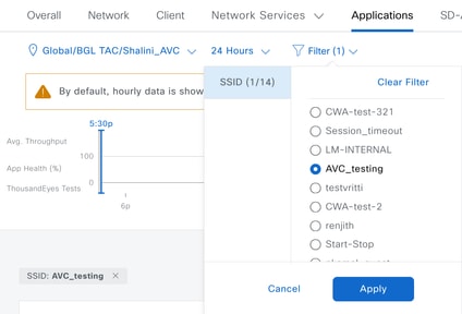 AVC統計情報を表示するSSIDフィルタ