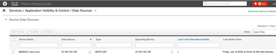 WLC de détection Cisco Prime 9800 comme source de données Netflow