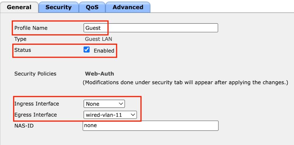 Guest LAN profile