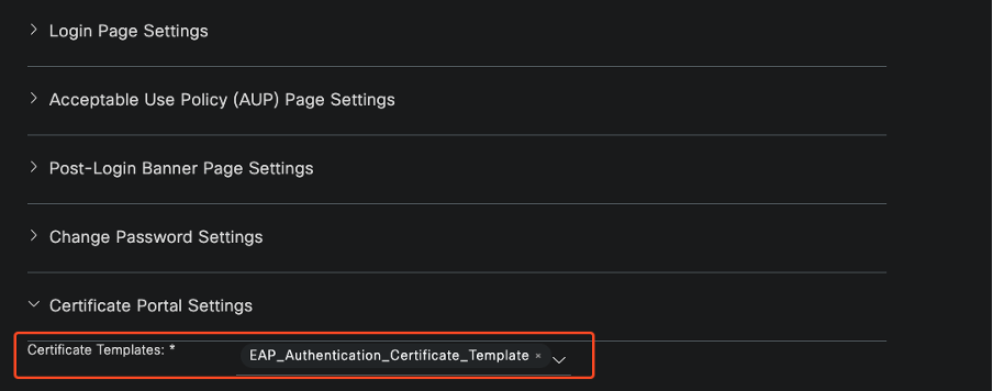 Certificate Portal Configuration