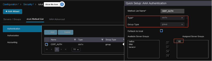 Creating Authentication Method Lists