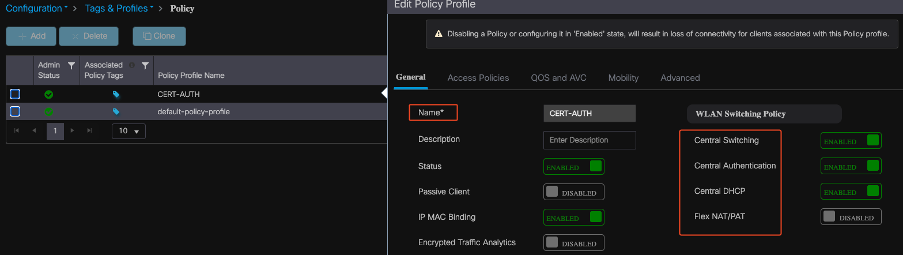 Configuring Policy Profile