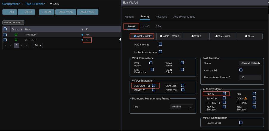 WLAN Profile configuration