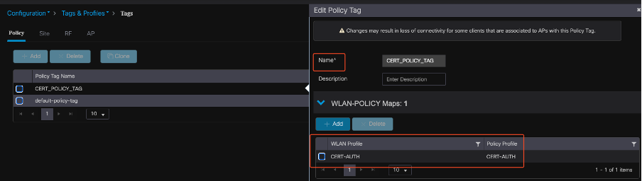 Policy TAG Configuration