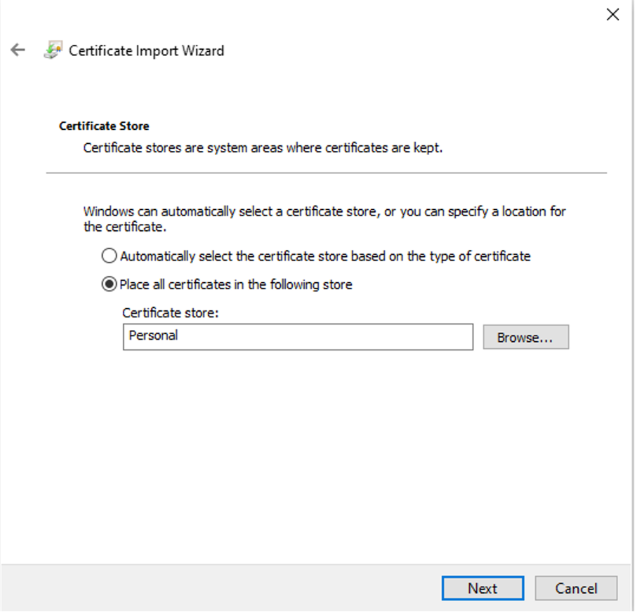 Storing Certificates in the Personal Folder