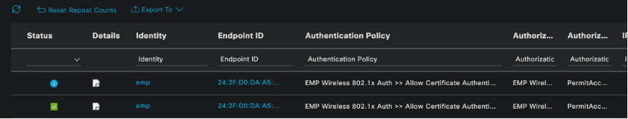 ISE Radius Live Logs