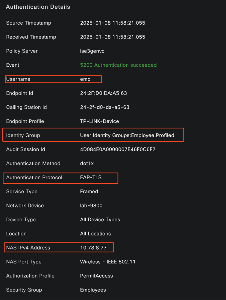 ISE Detailed Logs