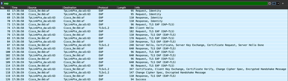 WLC Capture Showing the EAP Transaction