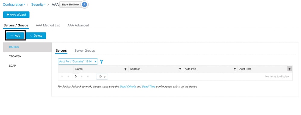 Conigure RADIUS Servers