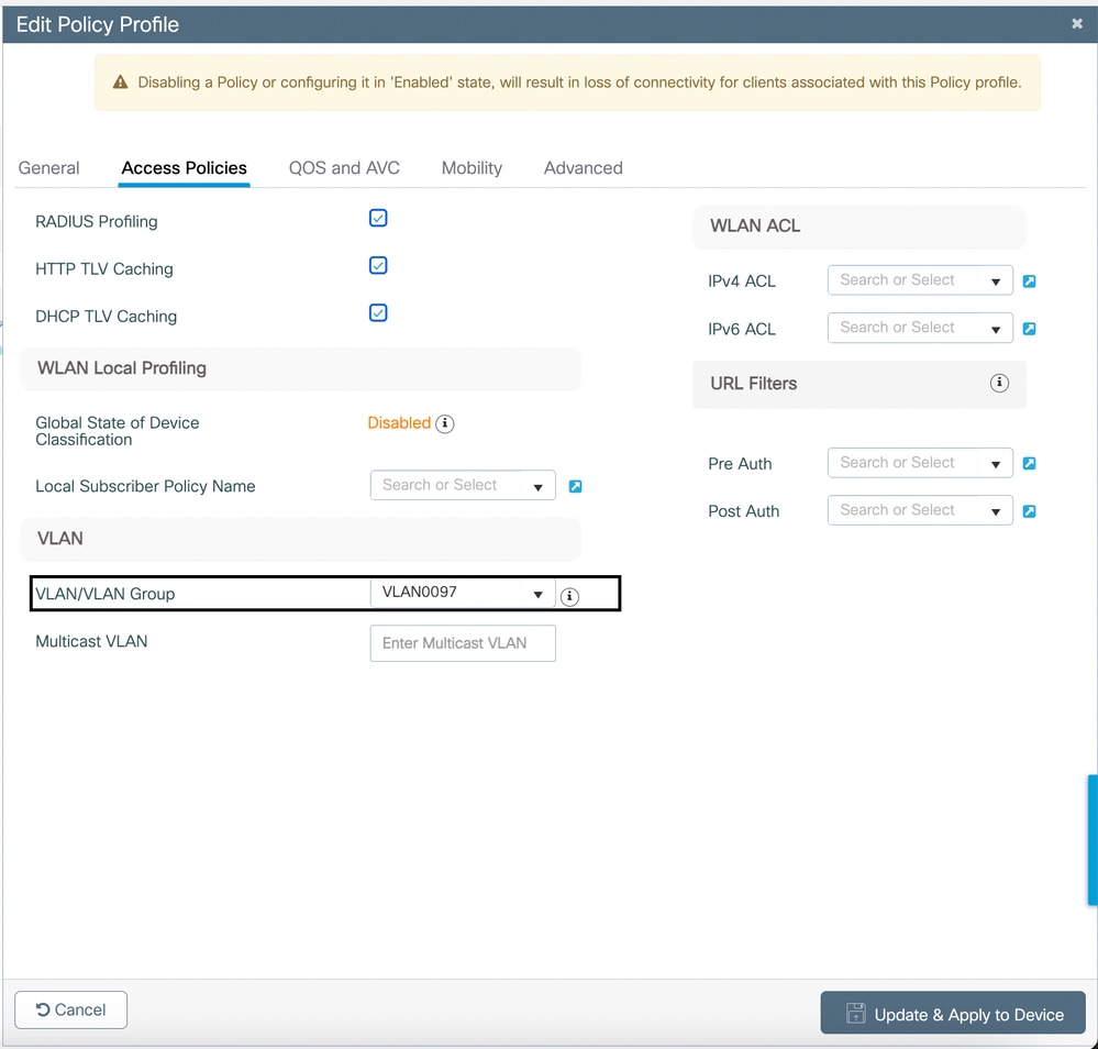 Assign Appropriate VLAN under Access Policies
