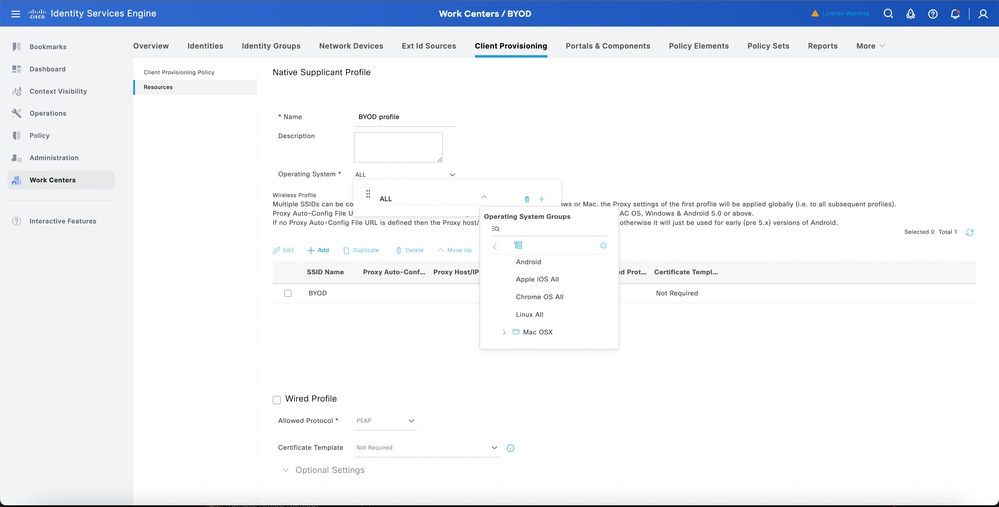 Select Required Operating System