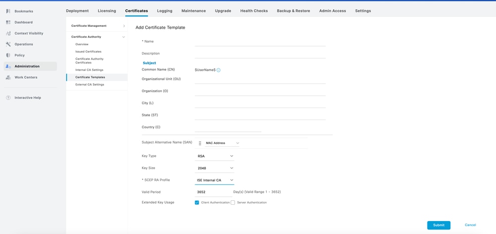 Fill in Certificate Details