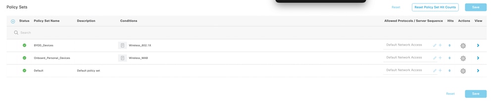 Configure ISE Policy Sets for Dual SSID BYOD