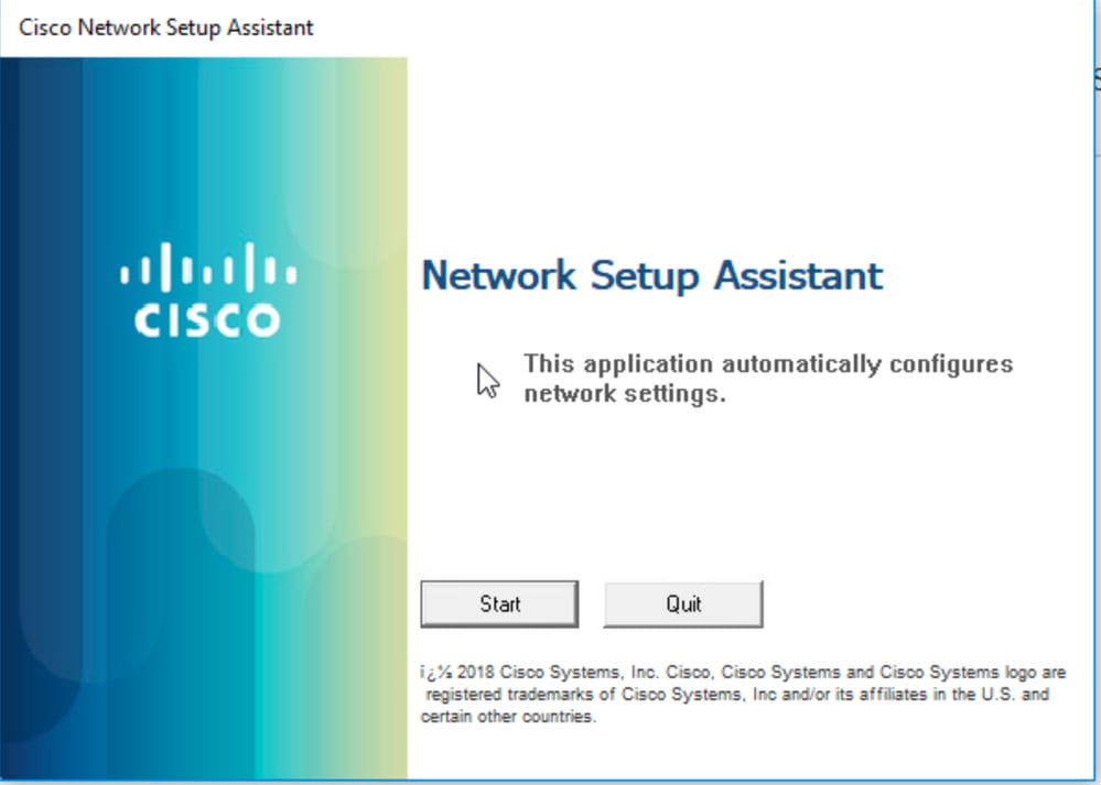 Cisco Network Setup Assistant Start