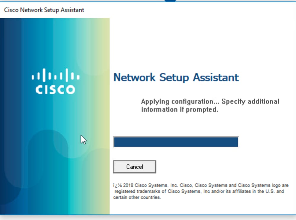Cisco Network Setup Assistant Applying Configuration