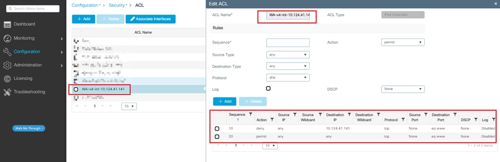 Check the Auto-Generated ACL WA-v4-int 10.124.41.141