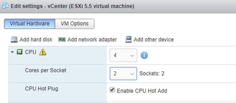 vmware esxi 6.7 adapter type greyed out