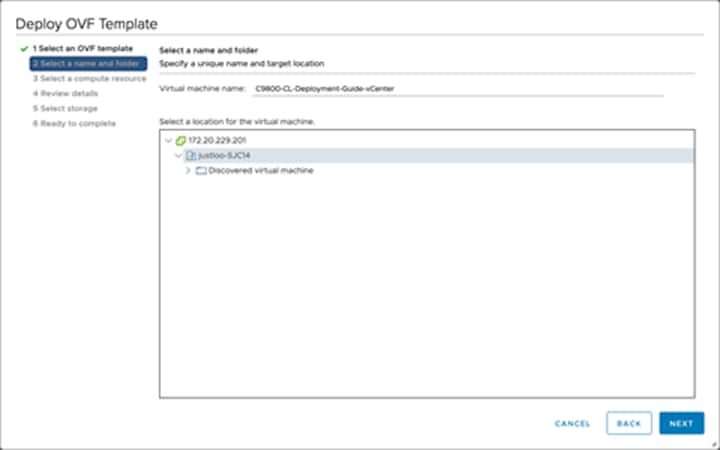 Enter a name and select a location for the VM. Click Next