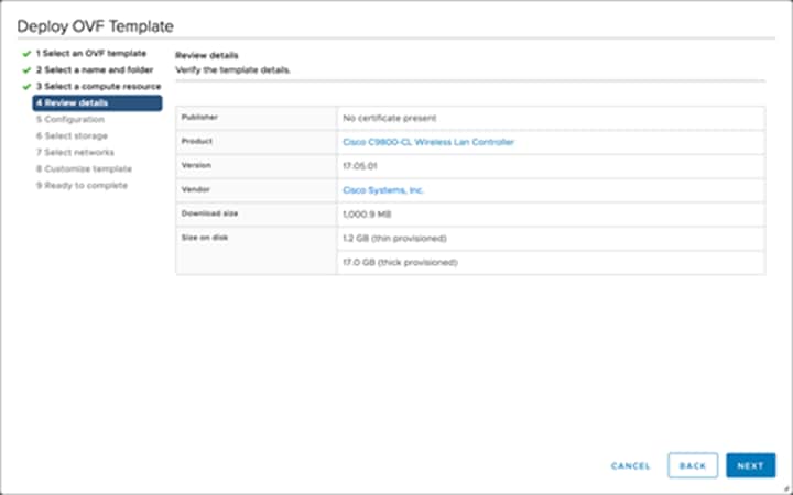 Verify the details of the template. Click Next