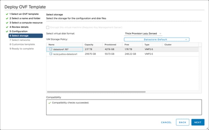Select the storage. Click Next