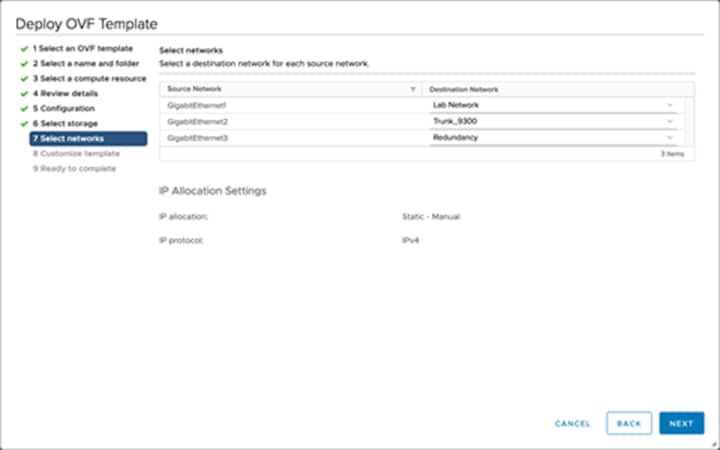 Map the virtual network interface(s) and click Next