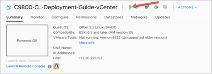Select Power on after deployment