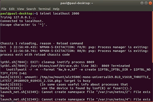 Telnet to connect to the KVM hypervisor
