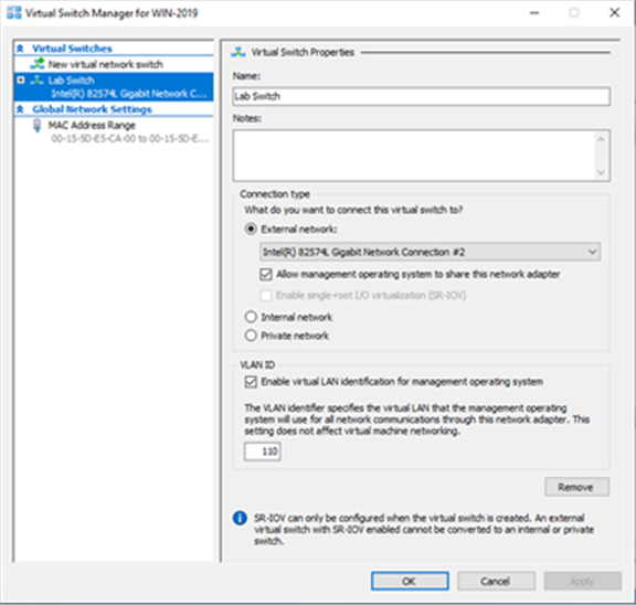 Allow management operating system to share this network adapter