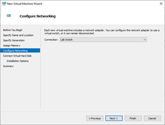 Specify the network connection for the included network adapter, or this can be done later