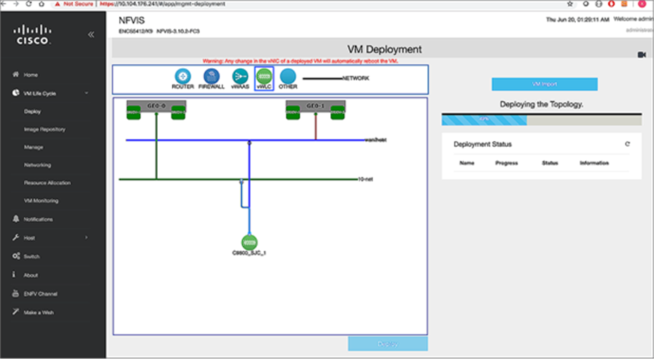 Map the network interfaces and click Deploy