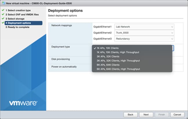 Select the desired hardware configuration (AP and client scale) template from the drop-down menu