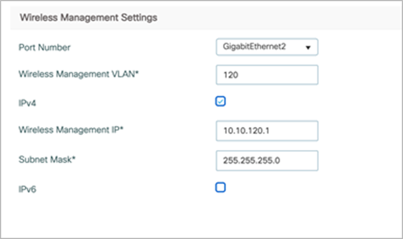 Step 3. Enter the wireless management interface configuration